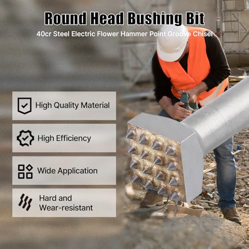 Vearter SDS Plus Bushing Tool 16 Tips, 6'' X 1-1/4'' Square Head Concrete Roughness Coating Remove Bushing Bit for Rotary Hammer, Chisel Drill Bit for Masonry, Brick Wall - Image 4