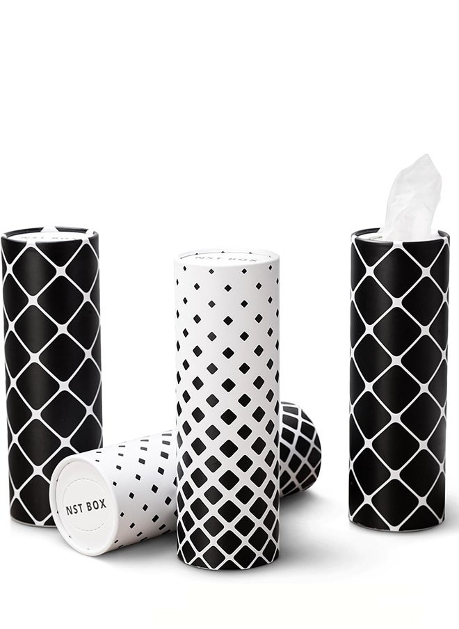 Gloryful 4 pieces Car Tissue Holder, Car Tissues Cylinder, Round Tissue Boxes for Car with various printed patterns  - Image 1