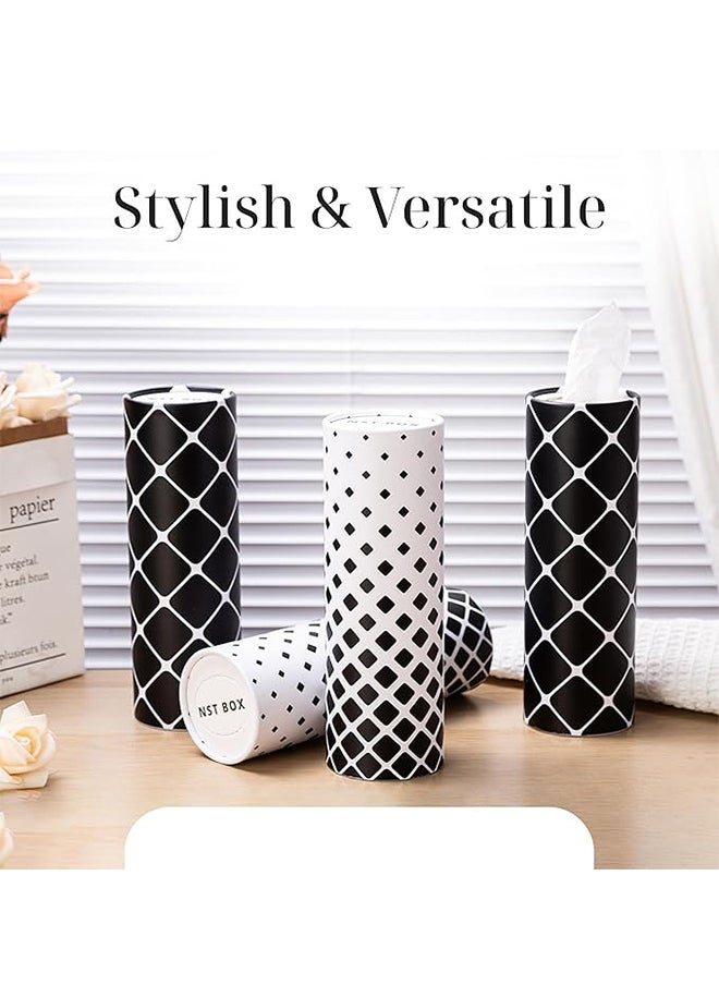 Gloryful 4 pieces Car Tissue Holder, Car Tissues Cylinder, Round Tissue Boxes for Car with various printed patterns  - Image 2