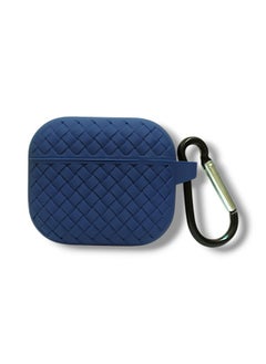 Generic AirPods 3 Silicone Case with Stylish Ribbed Design - Dark Blue  - Image 2