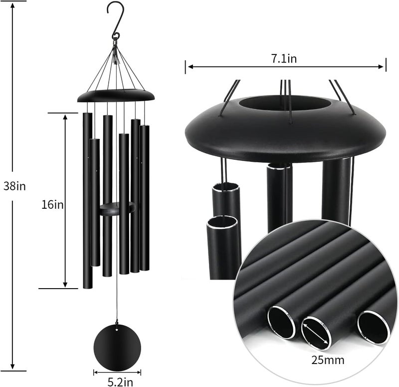 FDOCOI Wind Chimes Outdoor, 38'' Large Memorial Wind Chimes for Outside Deep Tone, Wind Chime Gifts for Garden Hanging Decor, Sympathy Gift - Image 4
