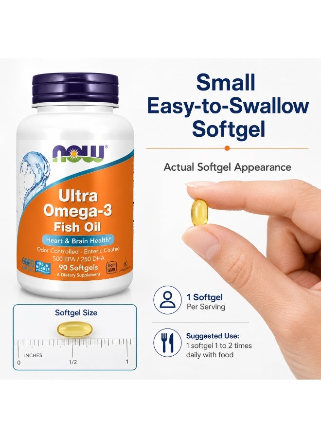 Now Foods Omega-3 Fish Oil 500mg Softgels 0.5g Fish Oil with 500 EPA / 250 DHA for Daily Heart and Brain Support 90 Count - Image 2