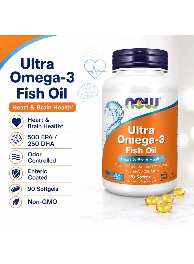 Now Foods Omega-3 Fish Oil 500mg Softgels 0.5g Fish Oil with 500 EPA / 250 DHA for Daily Heart and Brain Support 90 Count - Image 3