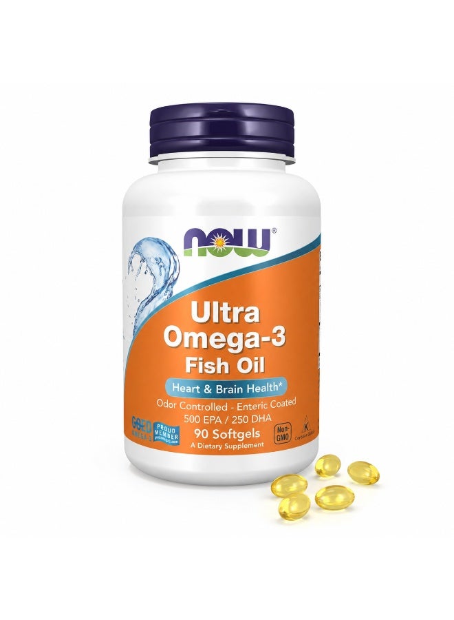 Now Foods Omega-3 Fish Oil 500mg Softgels 0.5g Fish Oil with 500 EPA / 250 DHA for Daily Heart and Brain Support 90 Count - Image 1