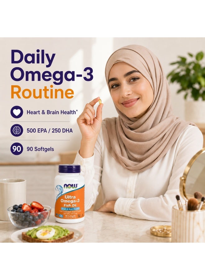 Now Foods Omega-3 Fish Oil 500mg Softgels 0.5g Fish Oil with 500 EPA / 250 DHA for Daily Heart and Brain Support 90 Count - Image 4