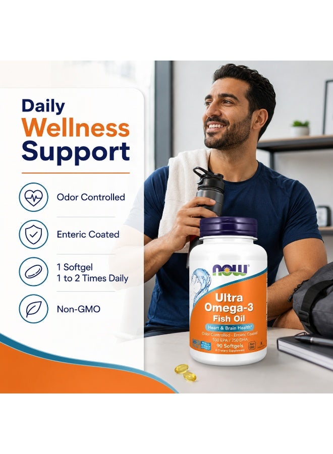 Now Foods Omega-3 Fish Oil 500mg Softgels 0.5g Fish Oil with 500 EPA / 250 DHA for Daily Heart and Brain Support 90 Count - Image 5