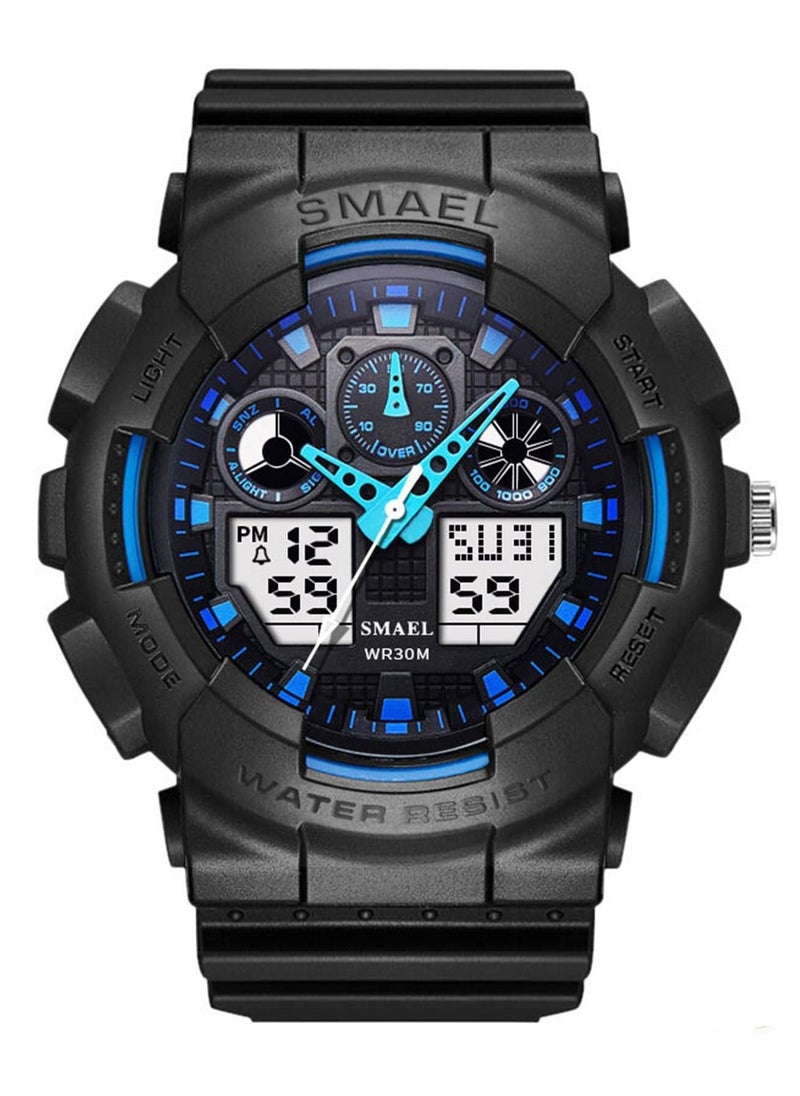 SMAEL digital watch quartz movement electronic movement men's digital pointer watch 30 meters waterproof time stopwatch alarm clock date four function dial  - Image 1