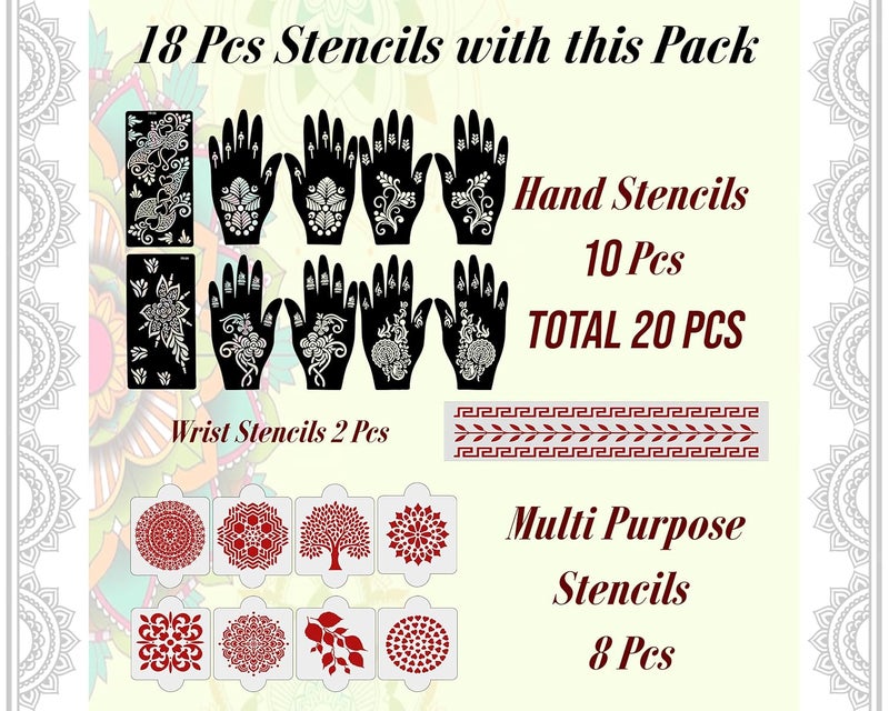 ivana's Ivanas Set of 20 Pcs Combo Pack Reusable Mehandi Design Sticker Stencils for Both Hand  Mehendi Stencil  Quick and Easy to Use for Girls Women Kids  Teen D2156 - Image 4