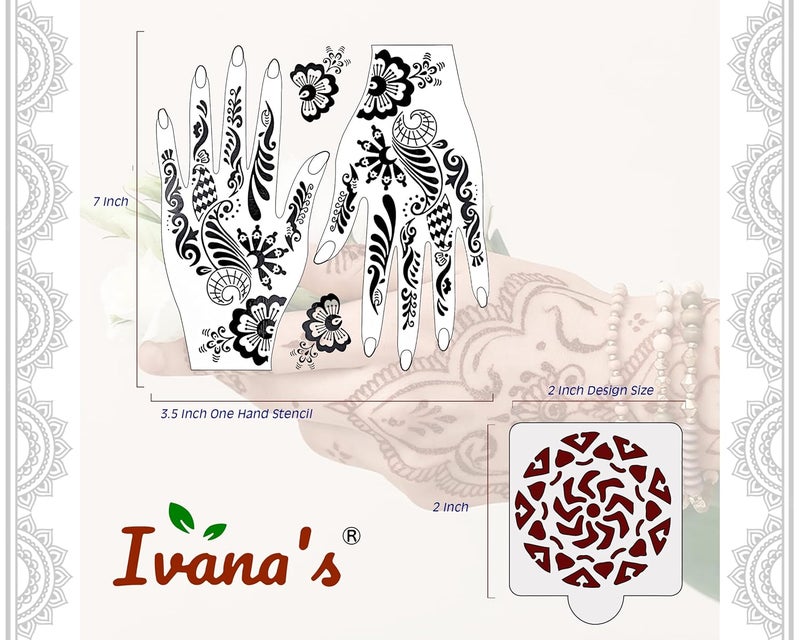 ivana's Ivanas Set of 20 Pcs Combo Pack Reusable Mehandi Design Sticker Stencils for Both Hand  Mehendi Stencil  Quick and Easy to Use for Girls Women Kids  Teen D2156 - Image 5