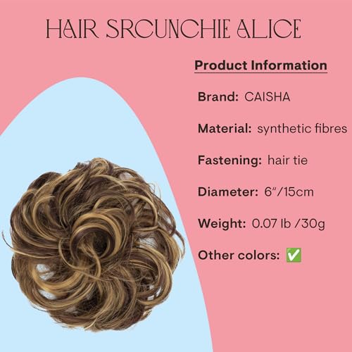 CAISHA Messy Scrunchie Bun Voluminous Wavy Hairpiece Heatresistant Synthetic Fibres Chestnut Brown Dark Blonde Mix G40A - Image 5