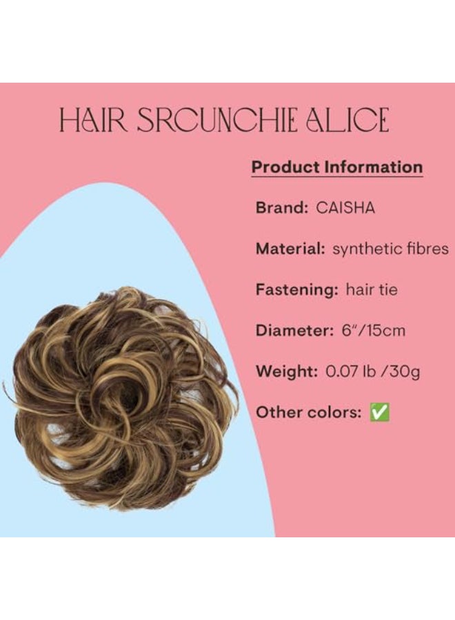 CAISHA Messy Scrunchie Bun Voluminous Wavy Hairpiece Heatresistant Synthetic Fibres Chestnut Brown Dark Blonde Mix G40A - Image 4