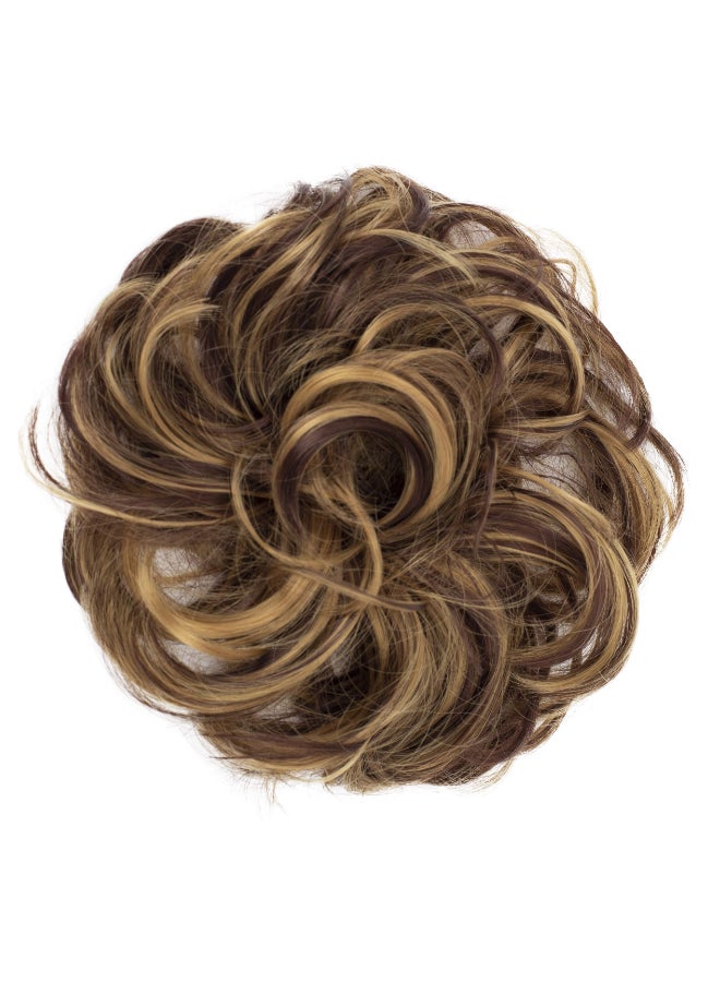 CAISHA Messy Scrunchie Bun Voluminous Wavy Hairpiece Heatresistant Synthetic Fibres Chestnut Brown Dark Blonde Mix G40A - Image 3