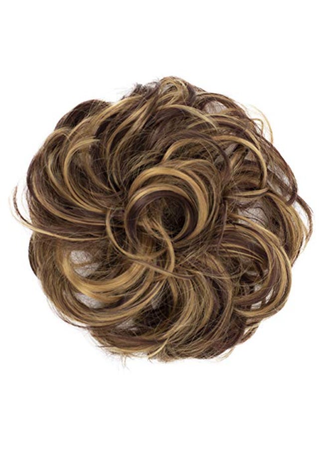 CAISHA Messy Scrunchie Bun Voluminous Wavy Hairpiece Heatresistant Synthetic Fibres Chestnut Brown Dark Blonde Mix G40A - Image 1