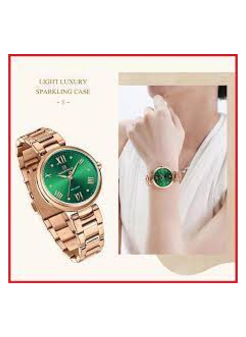 NAVIFORCE Women's Elegant Quartz Watch – Green Dial & Rose Gold Stainless Steel Bracelet  - Image 3