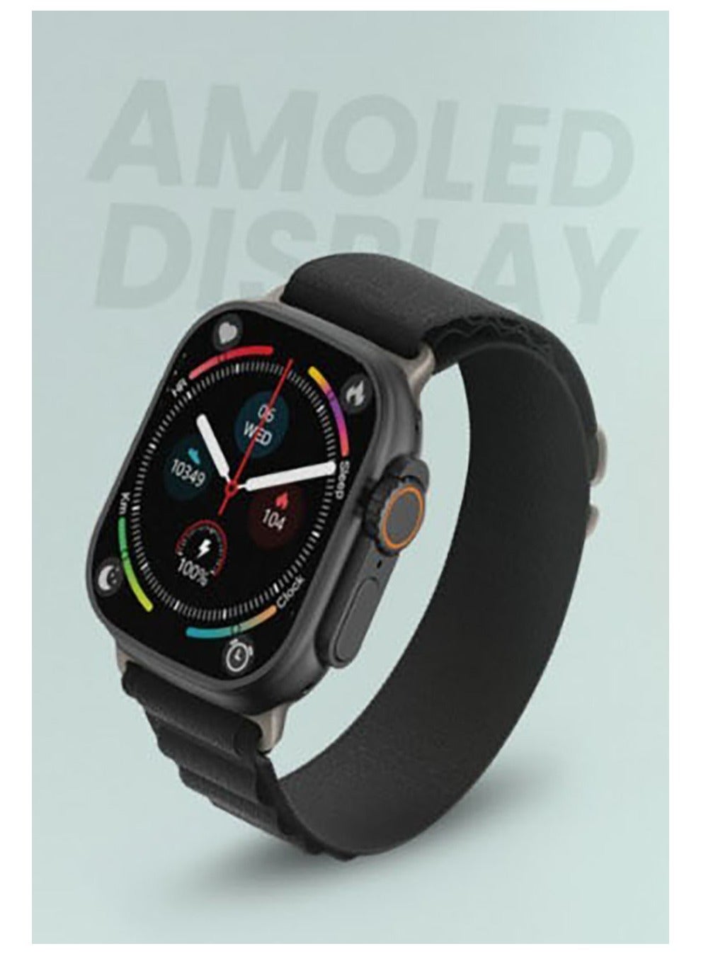GREEN LION Ultra Amoled Smart Watch / BT V5.0 / Notifications / Calls / Email / SMS / WhatsApp / WeChat / Multiple NFC / Stopwatch / Heart Rate / 10days Standby Time - Black