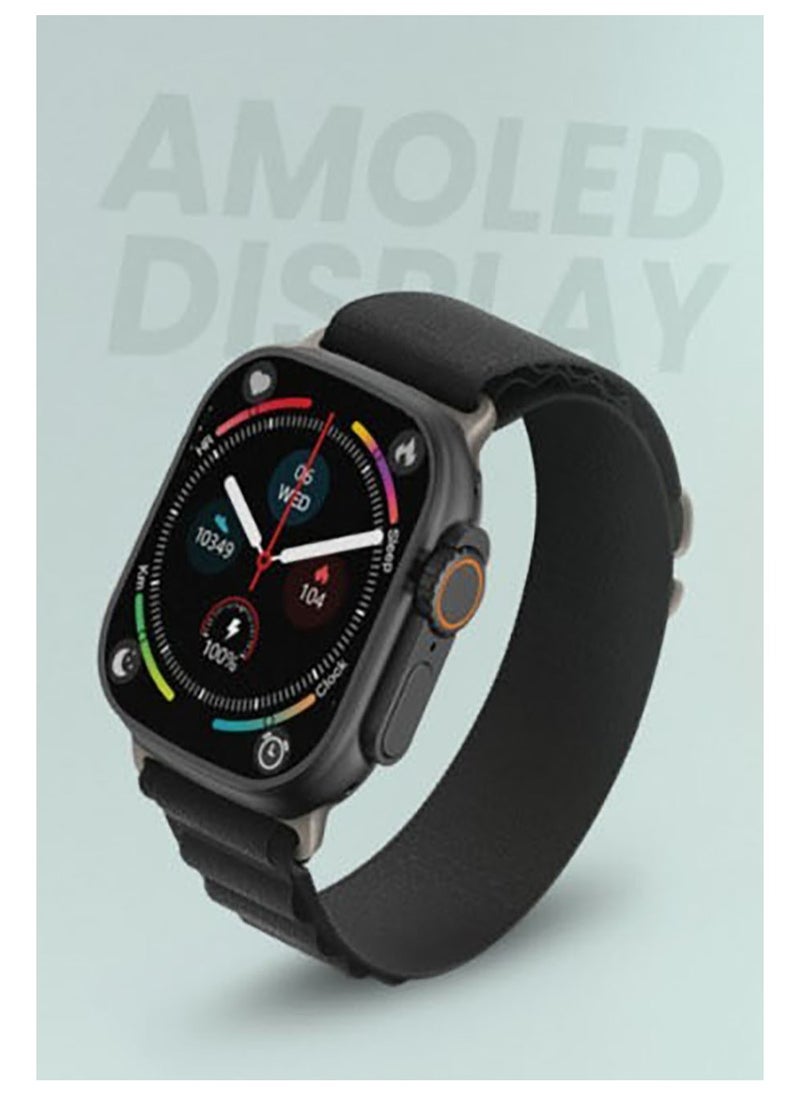 GREEN LION Ultra Amoled Smart Watch / BT V5.0 / Notifications / Calls / Email / SMS / WhatsApp / WeChat / Multiple NFC / Stopwatch / Heart Rate / 10days Standby Time - Black  - Image 1