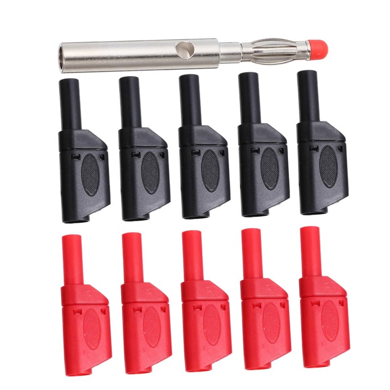 أدوات اختبار الملتيميتر 10 قطع موصلات سدادات موز معزولة باللون الأسود - Image 1