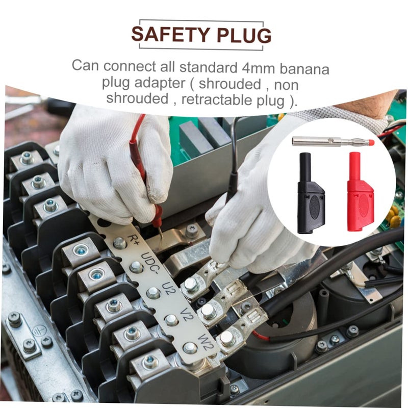 أدوات اختبار الملتيميتر 10 قطع موصلات سدادات موز معزولة باللون الأسود - Image 3