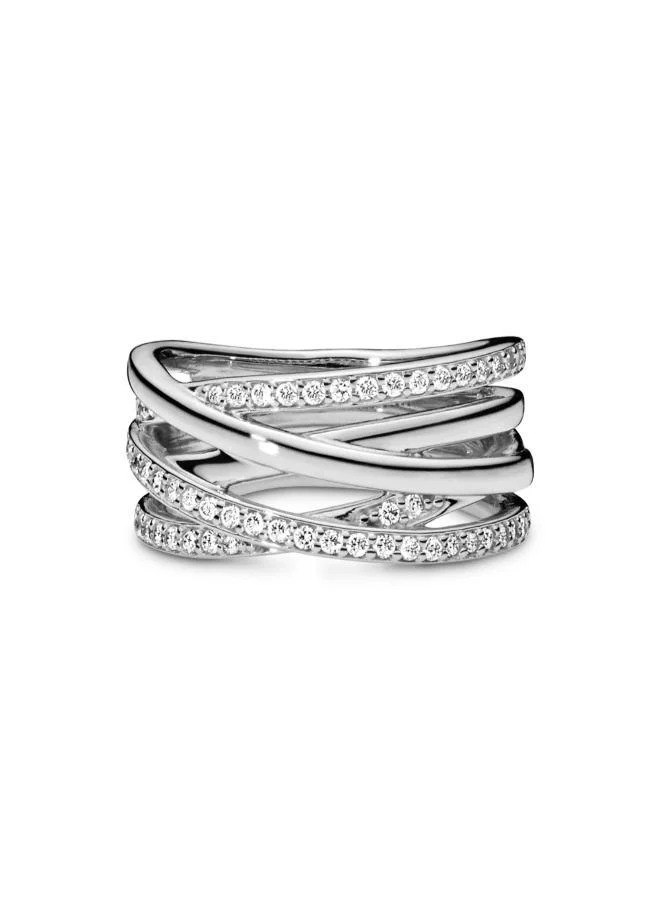 باندورا Sparkling & Polished Lines Ring