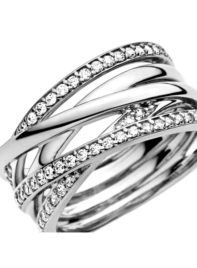 باندورا Sparkling & Polished Lines Ring