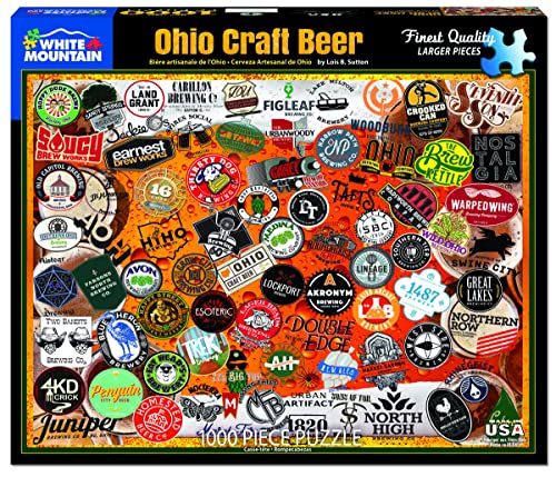 White Mountain 1000 Piece Jigsaw Puzzle State Brewery Collage Puzzles with Large Pieces for Adults and Family 24x30 Ohio Craft Beer - Image 5