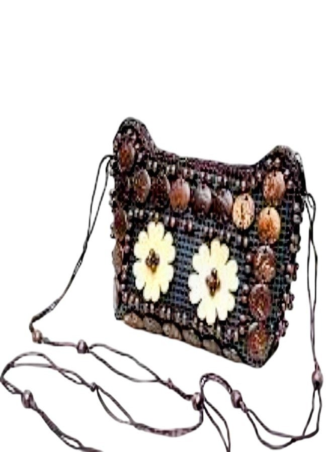 NAPP MALL Handcrafted Coconut Shell wooden Sling bag for Women|Crossbody Purse Handmade Natural Style Hanging Bag Ladies Purse girls sling bag girls designer purse mobile purse (BROWN SLING SMALL) - Image 1