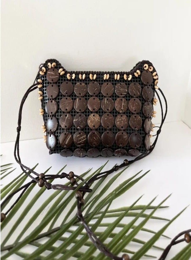 NAPP MALL Handcrafted Coconut Shell wooden Sling bag for Women|Crossbody Purse Handmade Natural Style Hanging Bag Ladies Purse girls sling bag girls designer purse mobile purse (BROWN SLING SMALL) - Image 5