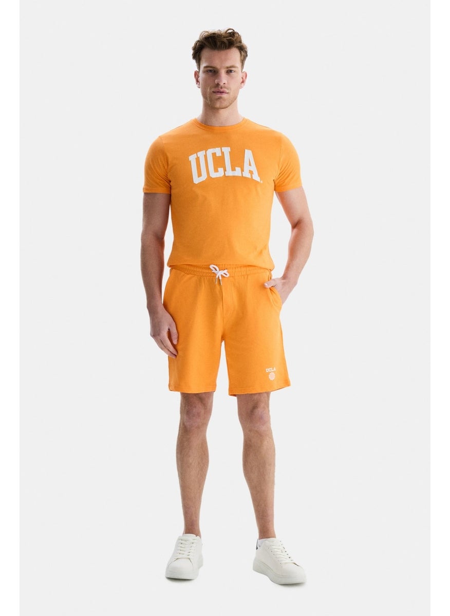 UCLA Fowler Light Orange Printed Standard Fit Men's Knitted Shorts  - Image 1