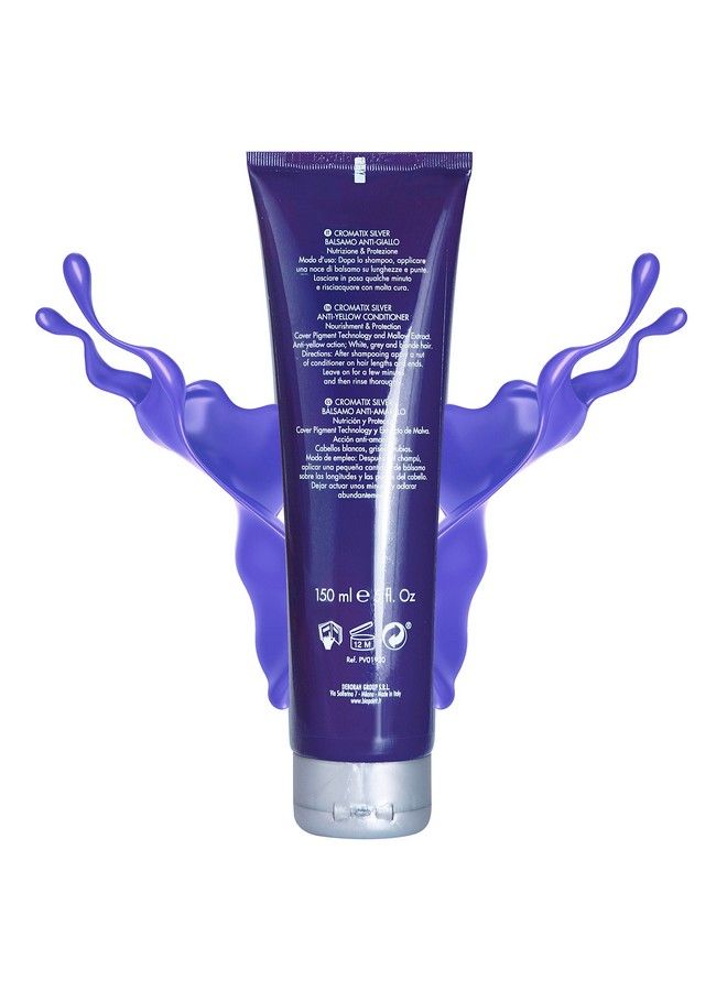 Purple Conditioner For Blonde Or Bleached Hair. Blue Toner Hair Mask For Ash Platinum Undertones Neutralizing Brassiness. Cromatix Silver Balsamo Ravvivante Antigiallo Per Capelli Bianchi