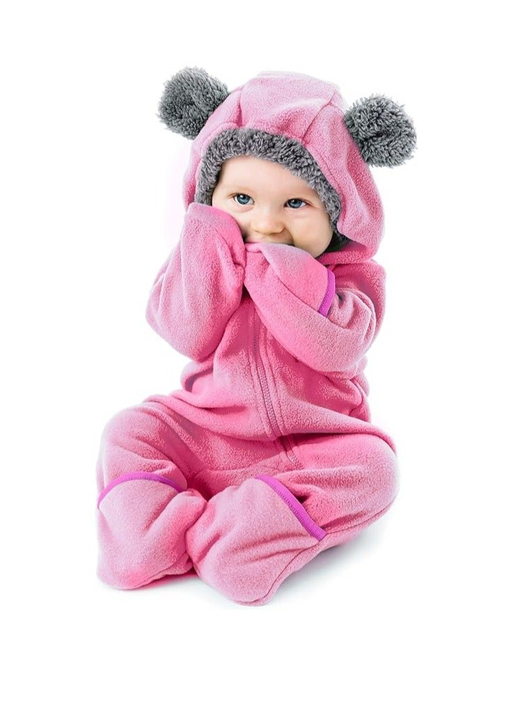 Fleece Baby Bunting Bodysuit – Infant One Piece Kids Hooded Romper Outerwear Toddler Jacket 