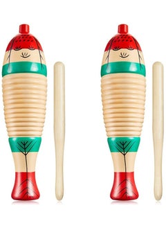 KASTWAVE 2 Pieces Fish Shaped Guiro Instrument Latin Percussion Musical Instruments Wooden Frog Instrument Musical Percussion Instruments for Adults Kids with Rhythm Sticks  - Image 1