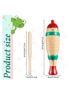 KASTWAVE 2 Pieces Fish Shaped Guiro Instrument Latin Percussion Musical Instruments Wooden Frog Instrument Musical Percussion Instruments for Adults Kids with Rhythm Sticks  - Image 4