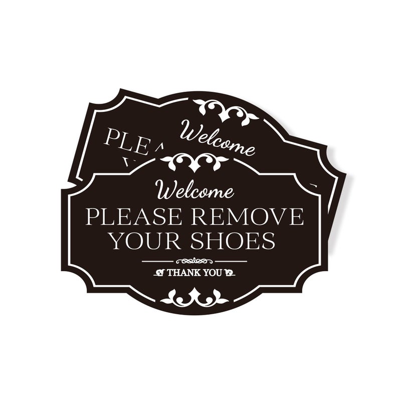 LUHIMO 2PCS Please Remove Your Shoes Sign, Self-Adhesive Durable No Shoes Sticker for House, Take Your Shoes Off Sign, Leave Shoes for Front Door, Home, Officesï¼ˆ7" x 4.5"ï¼‰ - Image 1