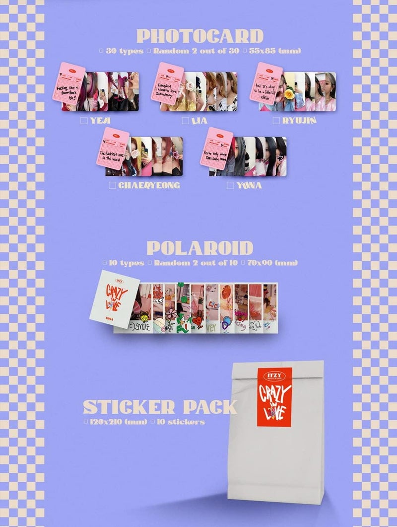 Beautzilla JYP Ent. ITZY - CRAZY IN LOVE [Random Ver.] (Vol.1) Album+Extra Photocards Set - Image 3
