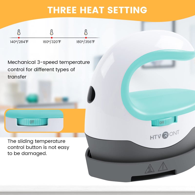 Htvront Heat Press Mini Heat Press Machine  Small Heat Press Portable Iron Press Machine For T Shirts  Hats  Heating Transfer Projects (Mint) - Image 2