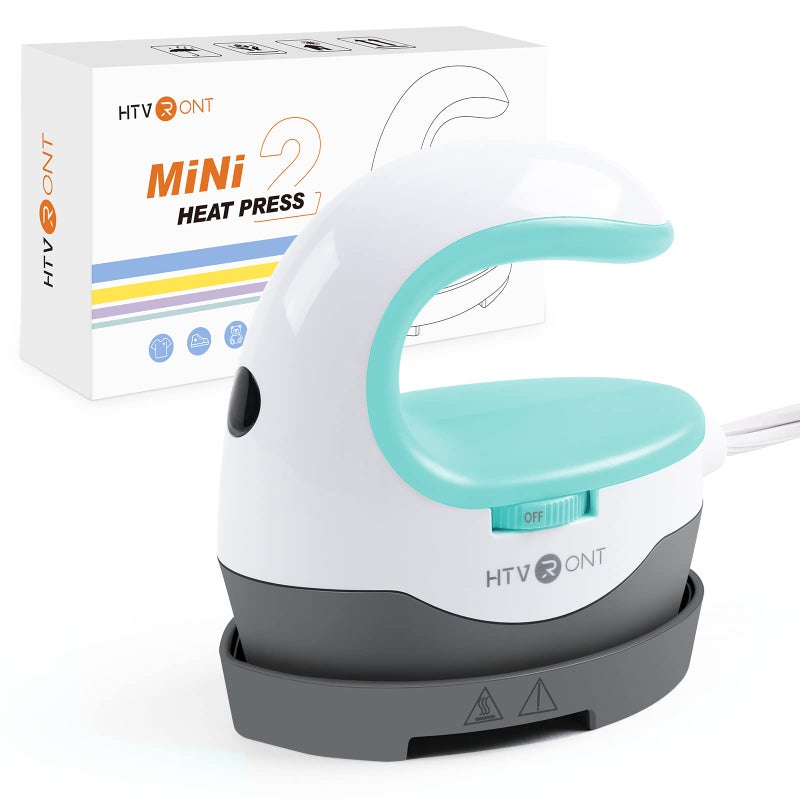 Htvront Heat Press Mini Heat Press Machine  Small Heat Press Portable Iron Press Machine For T Shirts  Hats  Heating Transfer Projects (Mint) - Image 1