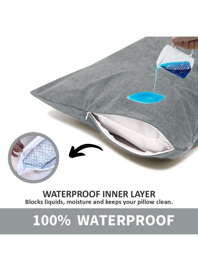 Cozzy At Home Cozzy At Home Premium Cotton Terry Waterproof Pillow Protector King Size 20 x 36 inch Grey Set of 2 Pillow Protection Against Water Spills and Dust Mites Noiseless Breathable  - Image 5