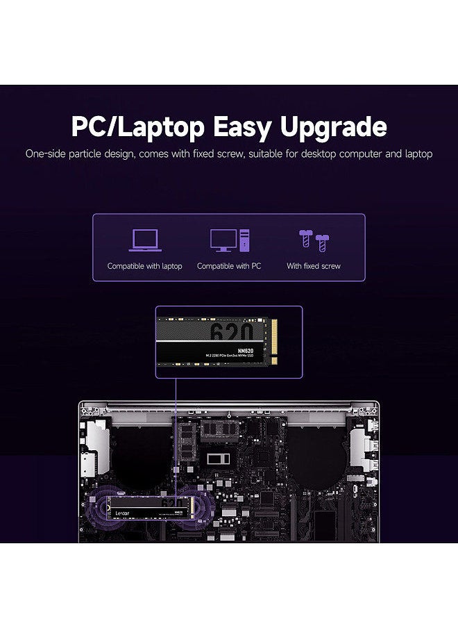 Lexar - NM620 512GB M.2 NVMe SSD Solid State Drive PCIe3.0 4-channel NVMe1.4 Standard up to 3300MB/s Read Speed Large Capacity - Image 1