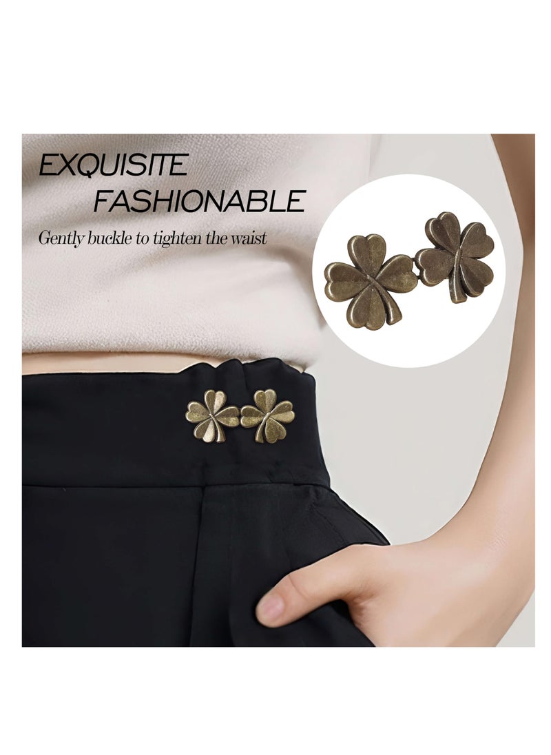 KASTWAVE - Pant Waist Tightener, 8 Pack Adjustable Copper Four-Leaf Clover Jeans Button for Waist Pants Clips, No Need to Sew Detachable Button Pins, Perfect Fit Detachable Instant Button - Image 1