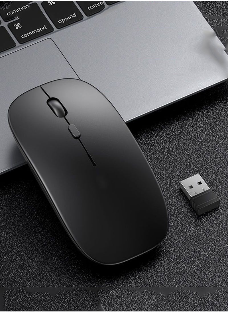 ماركة غير محددة - فأرة سلكية USB + بلوتوث 5.1 (مع بطارية) – تصميم مريح صامت بمدى 10 متر، تشطيب غير لامع، متوافقة مع الكمبيوتر المحمول/الكمبيوتر الشخصي/سطح المكتب​ - Image 1