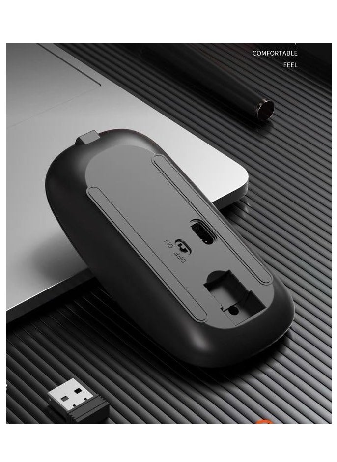 ماركة غير محددة - فأرة سلكية USB + بلوتوث 5.1 (مع بطارية) – تصميم مريح صامت بمدى 10 متر، تشطيب غير لامع، متوافقة مع الكمبيوتر المحمول/الكمبيوتر الشخصي/سطح المكتب​ - Image 1