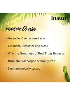 INATUR De-Tan 3-In-1 Face Scrub 200G - Best Face Scrub For Glowing Skin & Dry Skin | De-Tan Face Scrub With Real Fruit Extracts | Also A Face Cleanser & Mask | Removes Dead Cells | All Skin Types  - Image 5