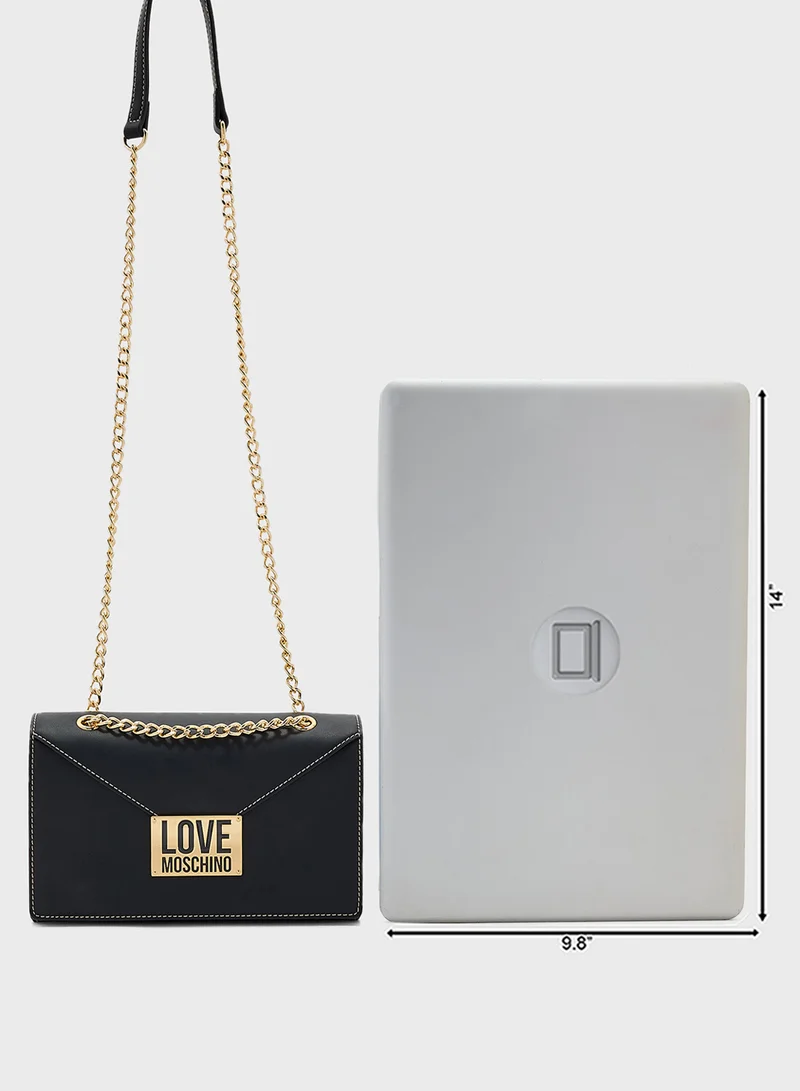 لوف موسكينو Logo Detailed Flap Over Crossbody