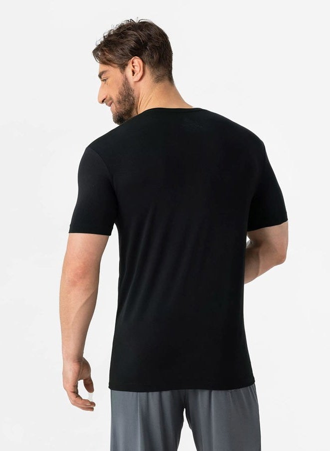 DAVID ARCHY Men's Undershirts Micro Modal Ultra Soft T-Shirts Stretch Moisture-Wicking V-Neck Tees for Men, 3-Pack (M, Black) - Image 2