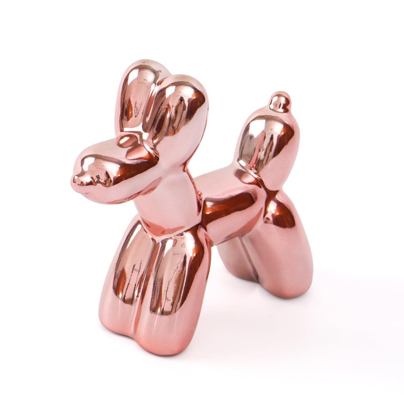 Notakia Cute Ceramics Pink Balloon Dog Statue Crafts Living Room Desktop Decorations,Handmade Modern Small Ceramic Animal Statue Ornament Home Decor Accents (Pink Balloon Dog) - Image 1