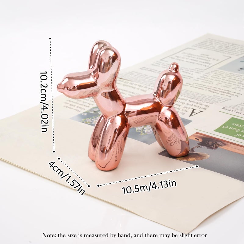 Notakia Cute Ceramics Pink Balloon Dog Statue Crafts Living Room Desktop Decorations,Handmade Modern Small Ceramic Animal Statue Ornament Home Decor Accents (Pink Balloon Dog) - Image 5