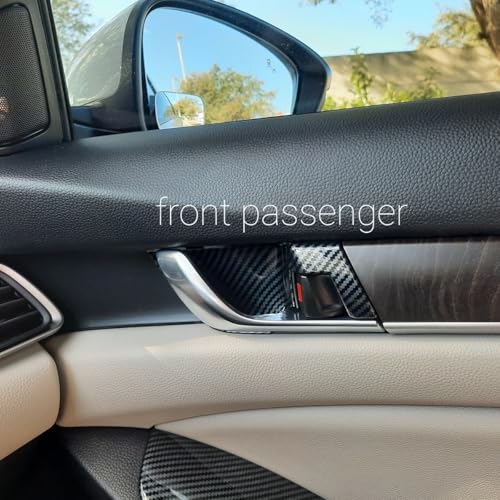 TLIFORT ABS Interior Door Handle Decoration Cover Door Bowl Trim for Honda Accord 2018 2019 2020 2021 2022, Carbon Fiber Grain - Image 3