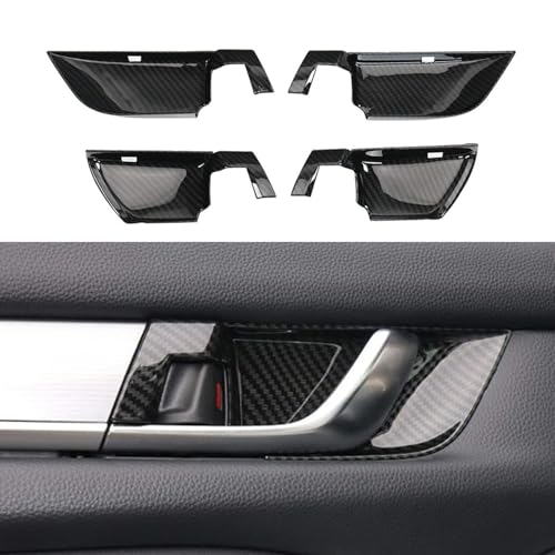 TLIFORT ABS Interior Door Handle Decoration Cover Door Bowl Trim for Honda Accord 2018 2019 2020 2021 2022, Carbon Fiber Grain - Image 1