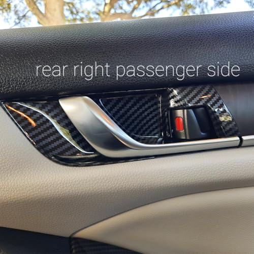 TLIFORT ABS Interior Door Handle Decoration Cover Door Bowl Trim for Honda Accord 2018 2019 2020 2021 2022, Carbon Fiber Grain - Image 4