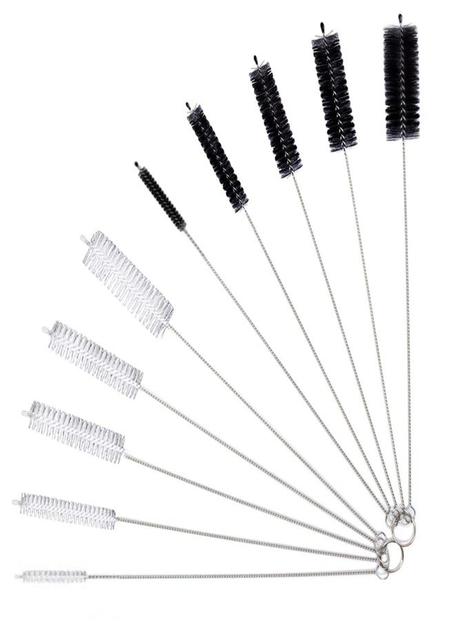 Cusfele 12 Inch Straw Cleaner Brush Kit, 10 Pack Extra Long Drink Straw Cleaner for Cleaning Pipe, Straw, Sippy Cup, Bottle and Tube, Black,white (SB10P) - Image 1